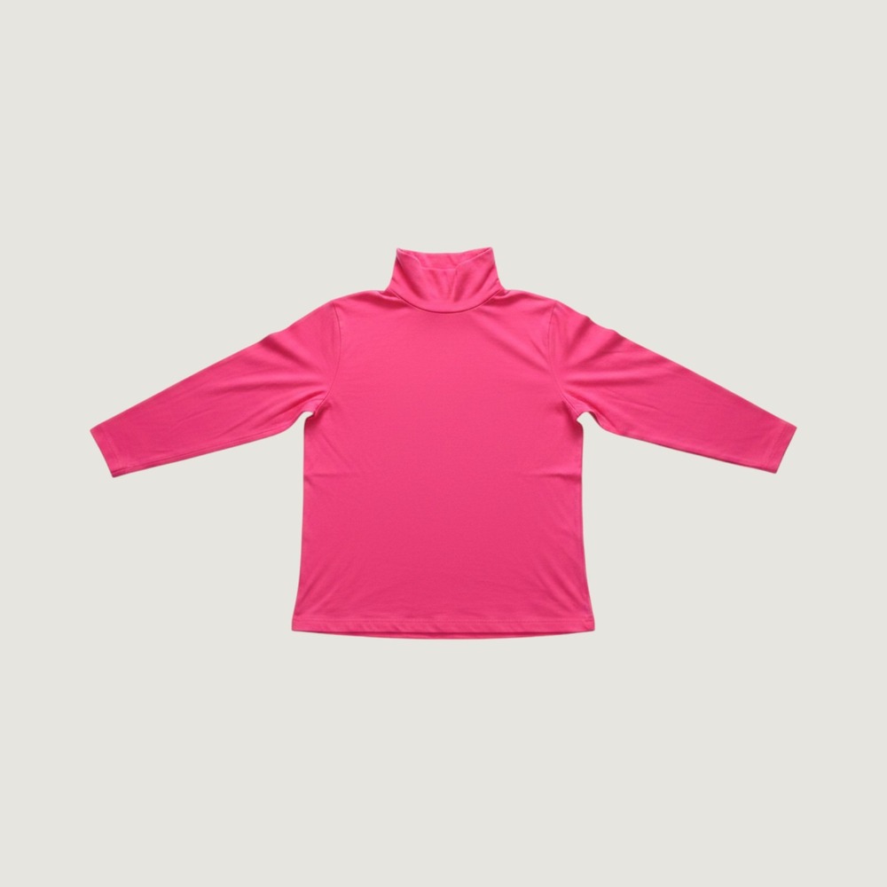 J.Crew Feather Jersey Turtleneck‎ Long Sleeve Top Pink Cotton Large L